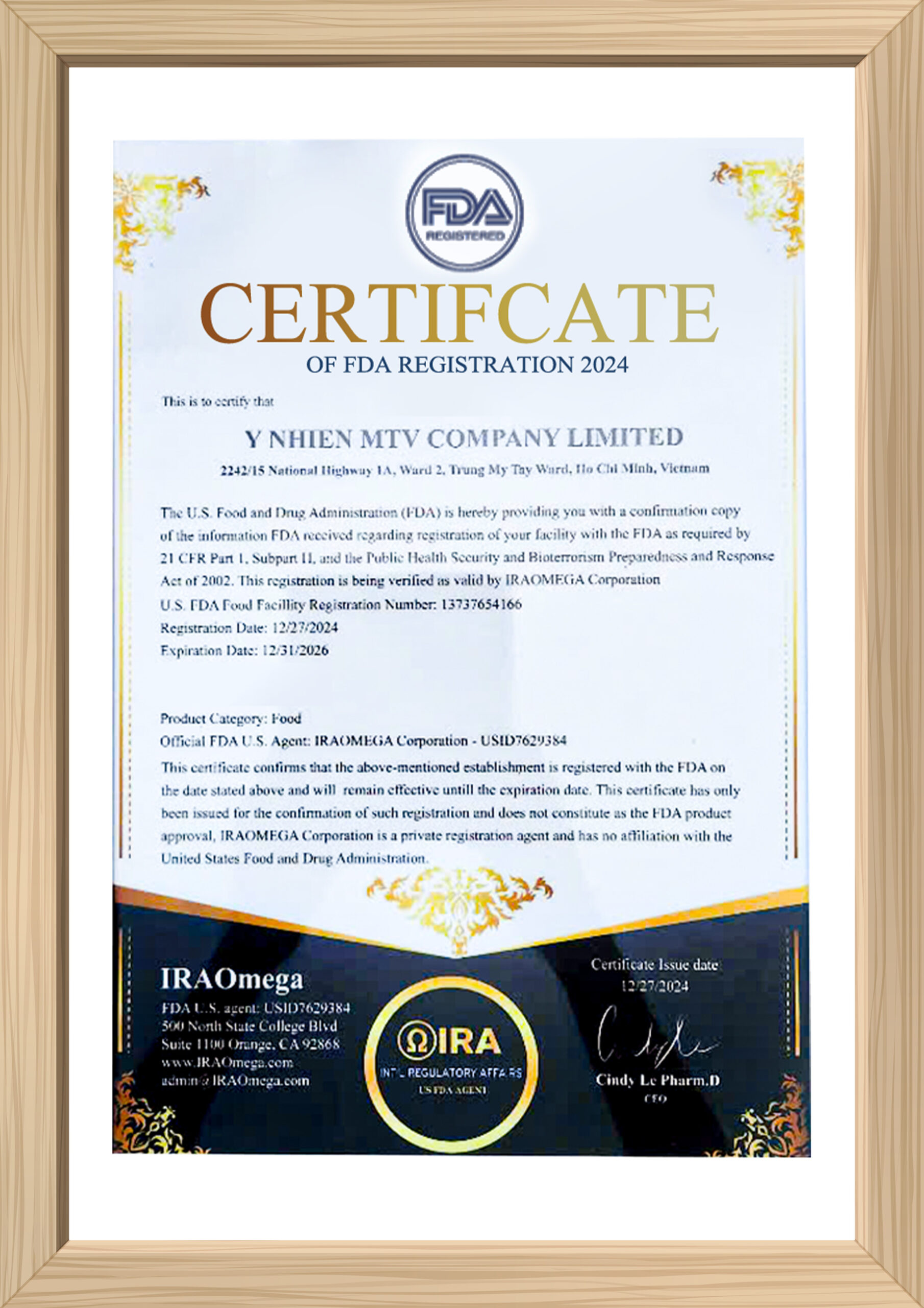 chứng nhận FDA